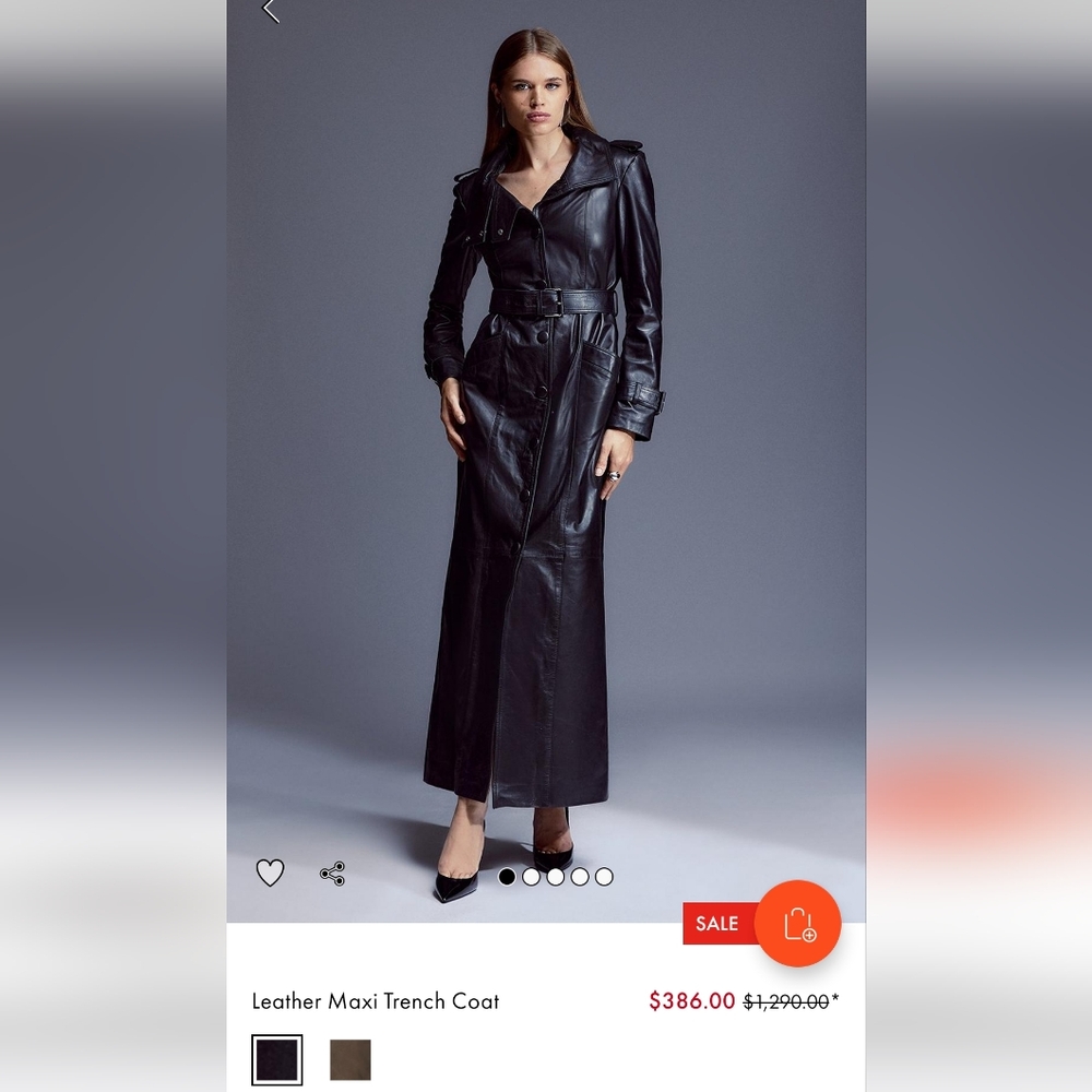 Iso/wtb: Leather maxi TRENCH coat black green Karen millen long 10 12 14